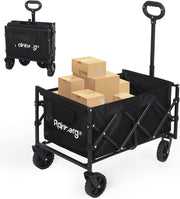 Black Folding Festival Wagon 78L Heavy Duty Garden Beach Camping Trolley 80kg
