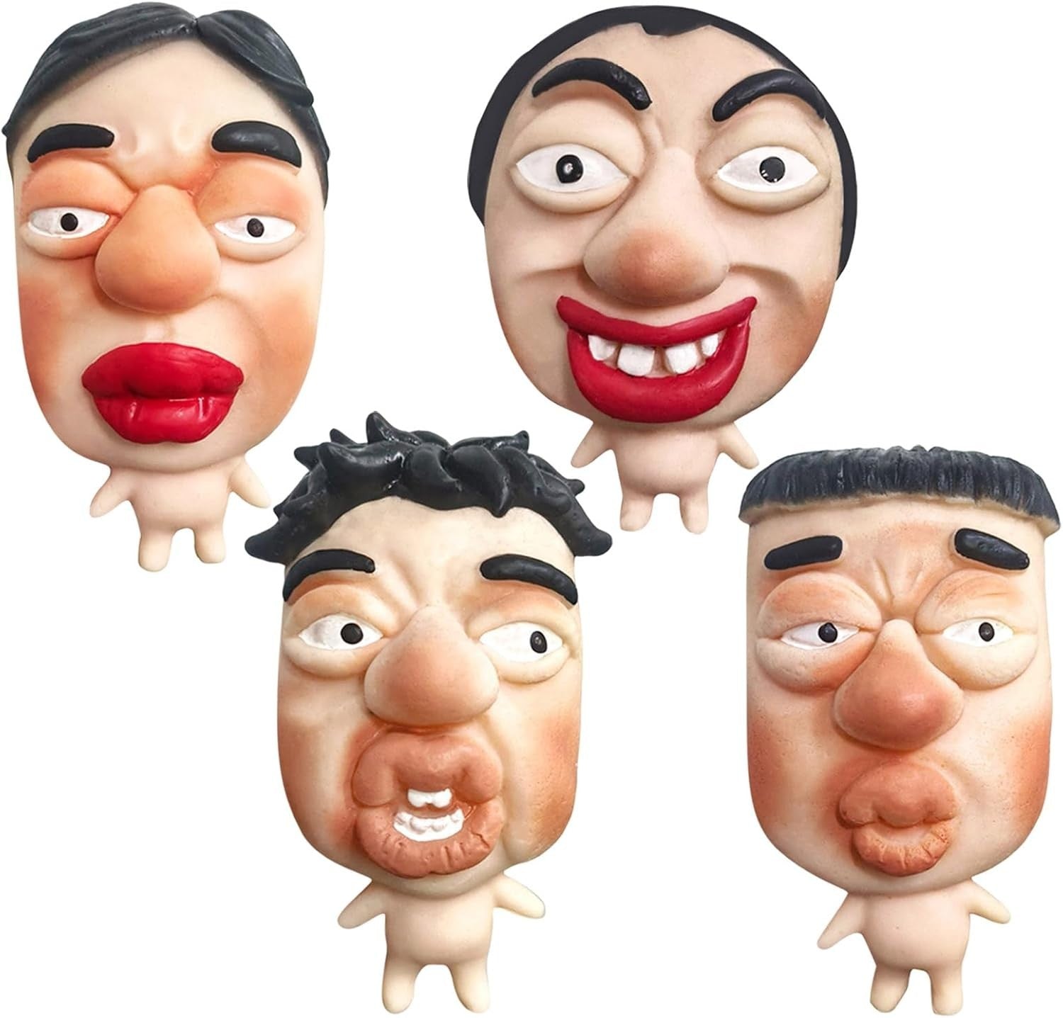 4 Pack Ugly Face Squishy Toys Funny Silicone Stress Relief Fidgets