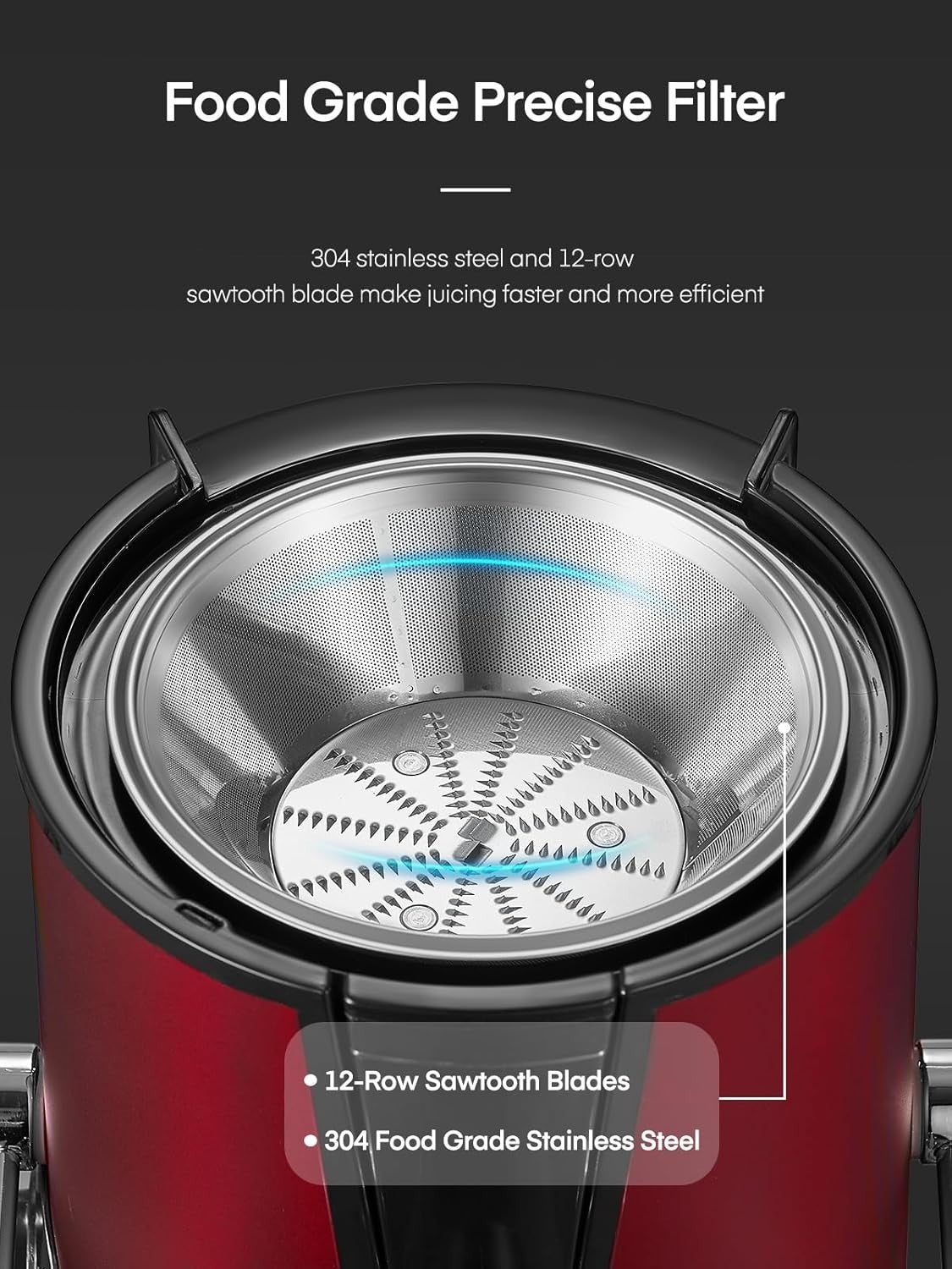 900W Centrifugal Juicer 3 Speed Wide Chute Fast Easy Clean Whole Fruit Red
