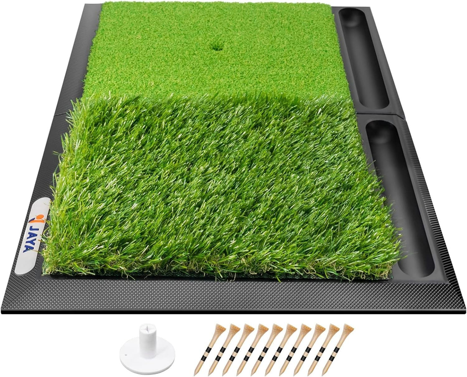 Golf Hitting Mat 28x28 Practice Turf Mat with Ball Tray Rubber Base