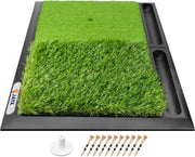 Golf Hitting Mat 28x28 Practice Turf Mat with Ball Tray Rubber Base