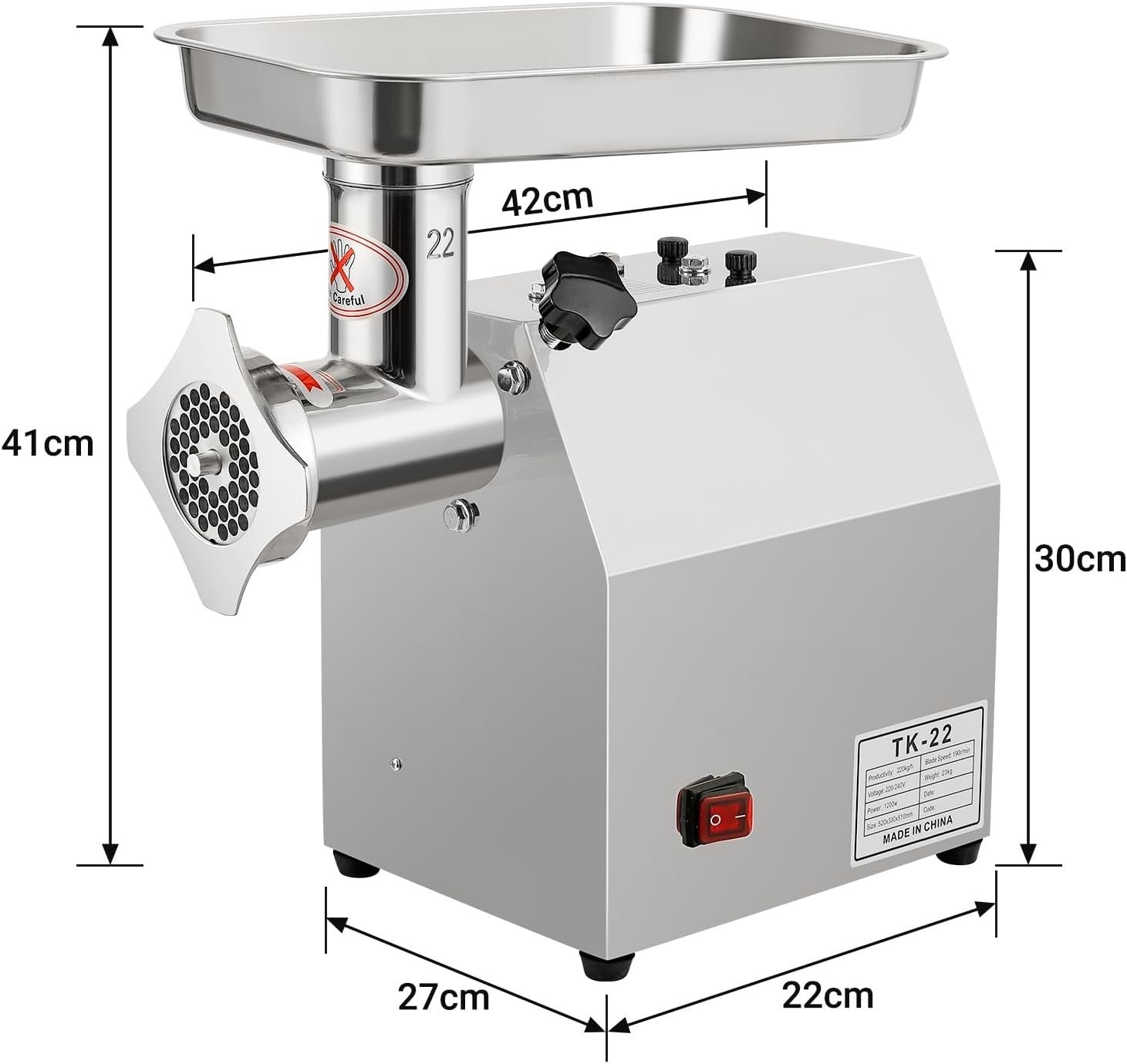 1200W Commercial Meat Grinder Sausage Stuffer 220kg/h Stainless