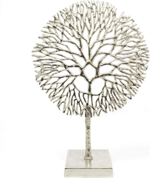 Silver Metal Tree of Life Ornament • Modern Coral Sculpture • Jewellery Stand