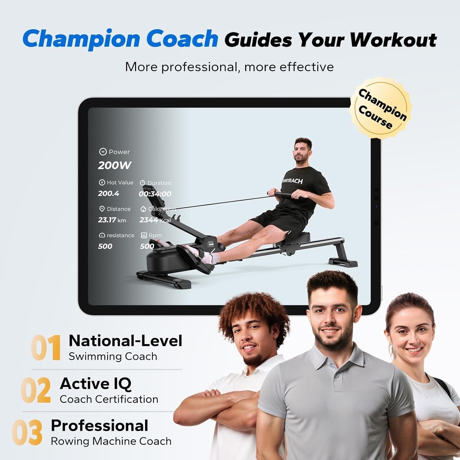 Foldable Magnetic Rowing Machine 16-Level Compact Quiet App Smart Home Rower