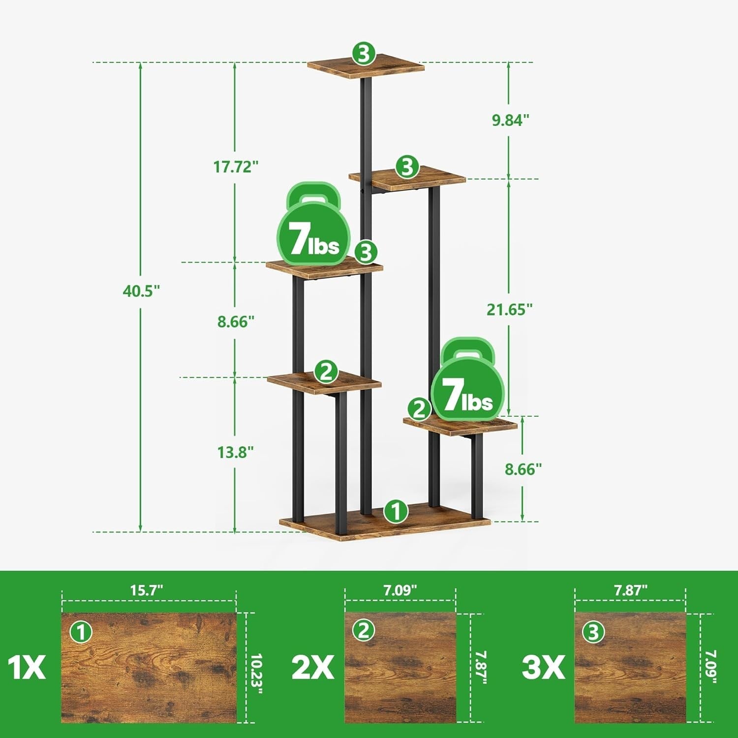 6-Tier Plant Stand with Grow Lights, Metal Wood Indoor Flower Shelf for Home & P