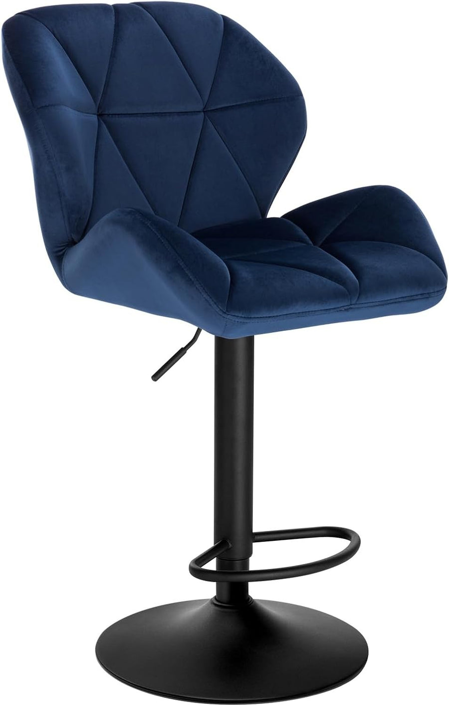 Blue Velvet Adjustable Swivel Bar Stool with Back Kitchen Island