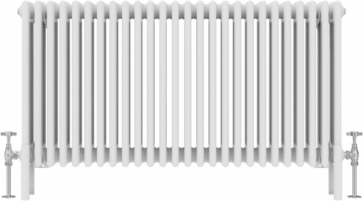 Space-Saving White 4 Column Horizontal Radiator 600x1190mm Central Heating