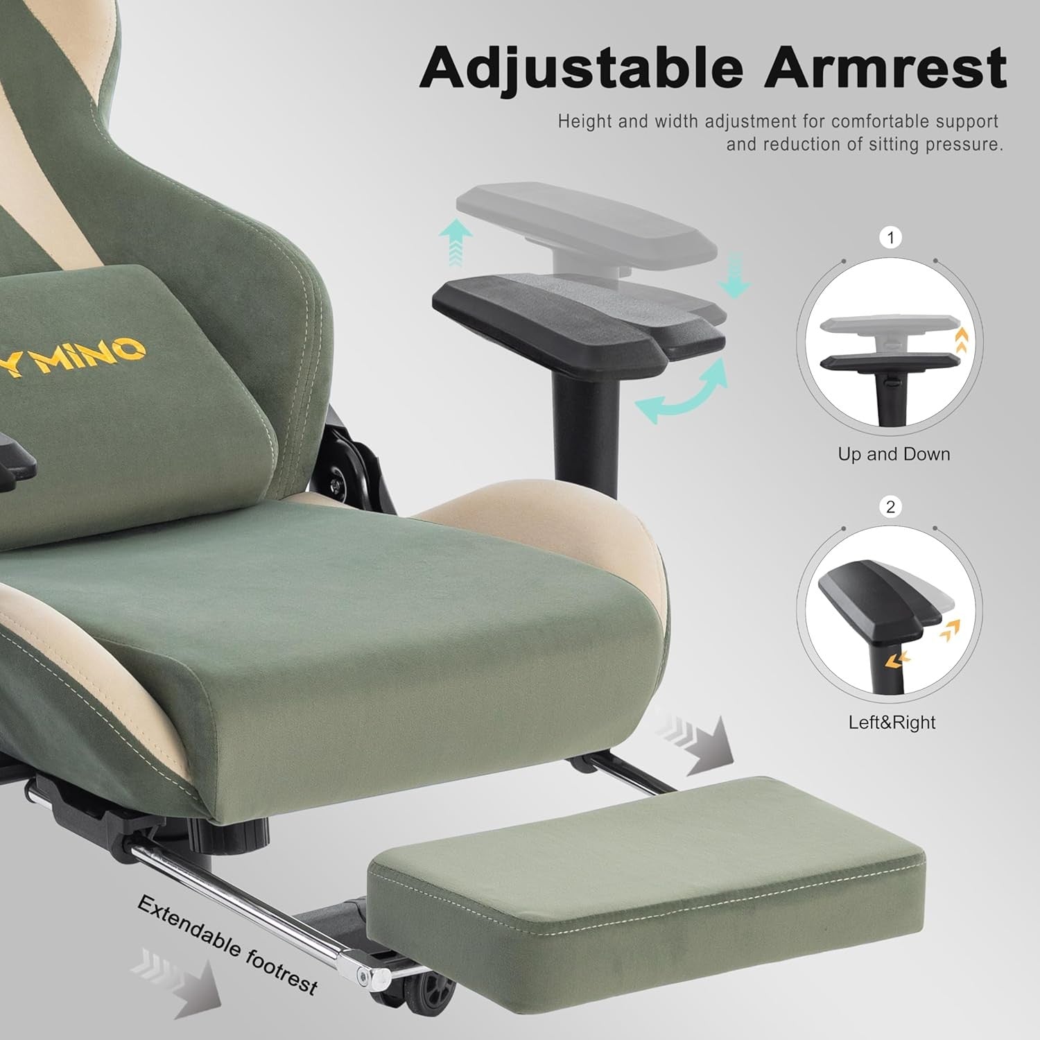 Gaming Chair with Footrest Ergonomic PC Computer Chair Adjustable