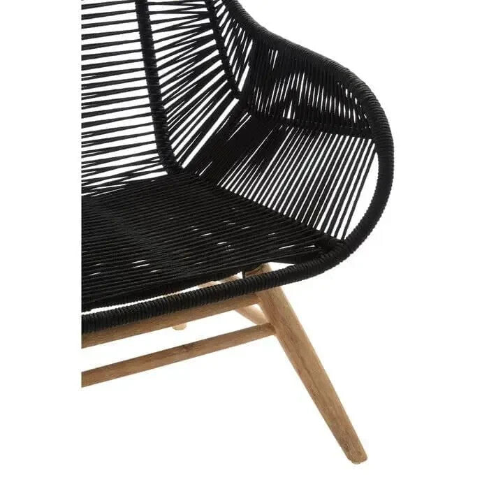 Modern Black Rope Armchair Lounge Chair Wood Legs Nordic Accent Seat