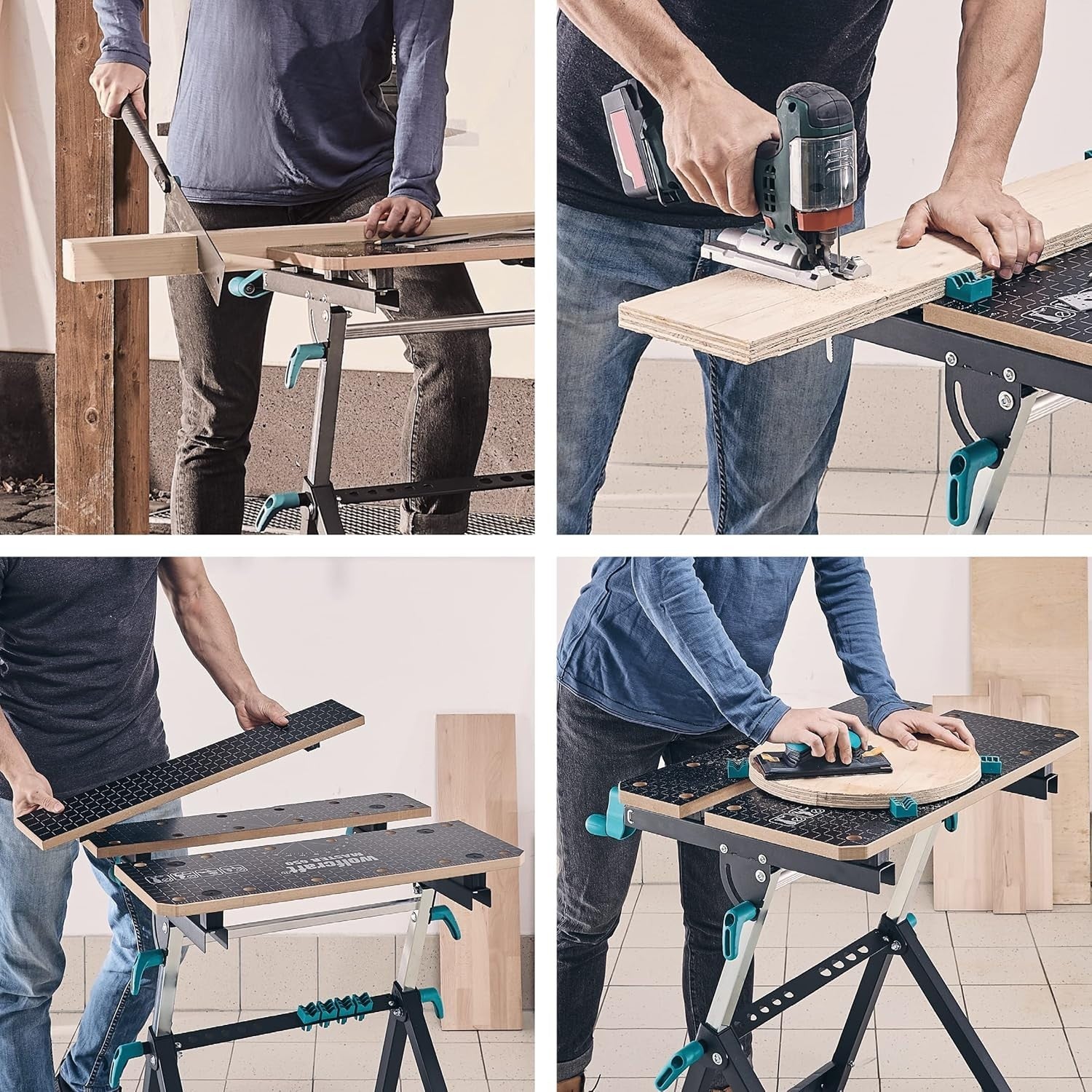 Height Adjustable Clamping Work Table 120kg Load Swivel Bench Ergonomic DIY