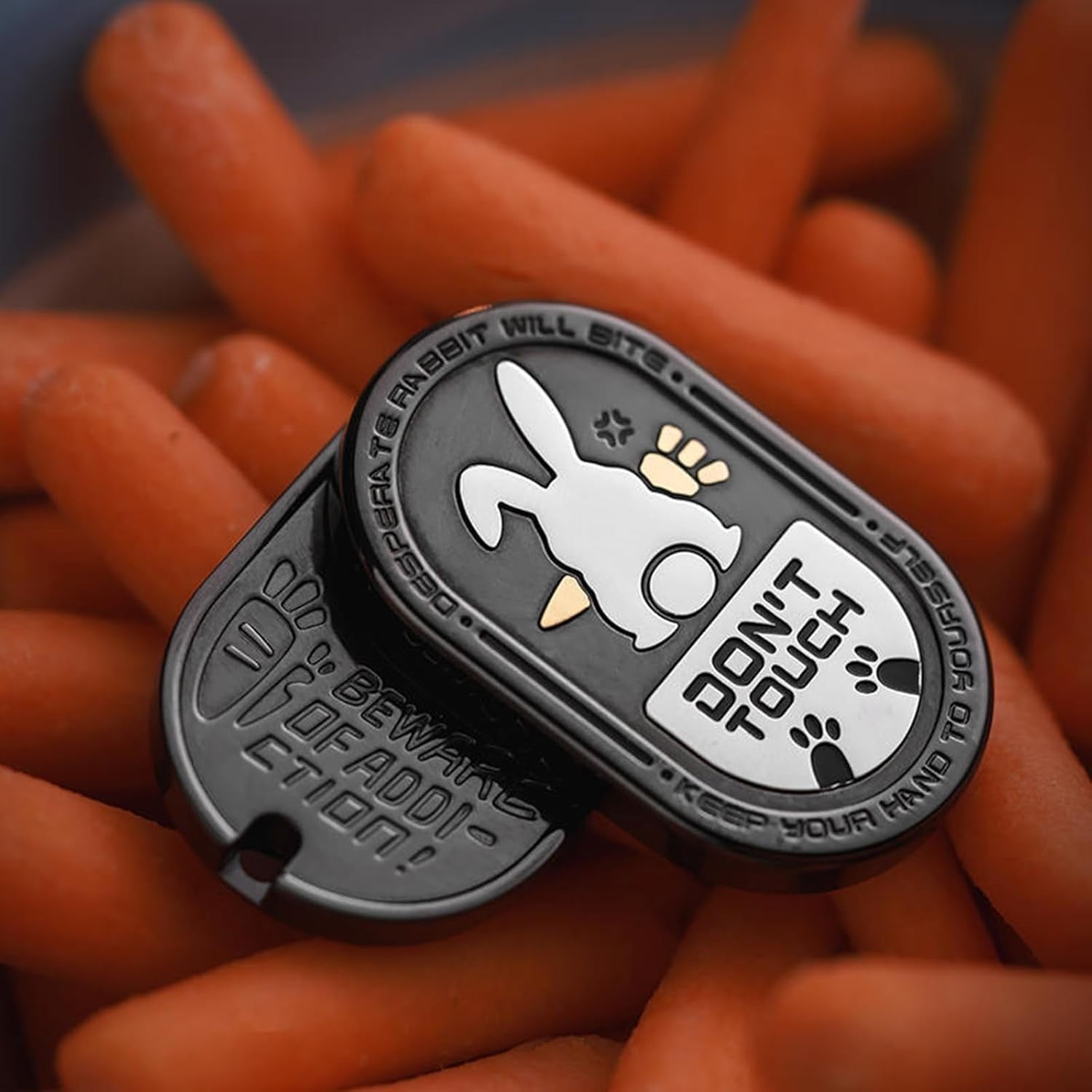 Black Metal Rabbit Fidget Slider EDC Stress Relief Clicker