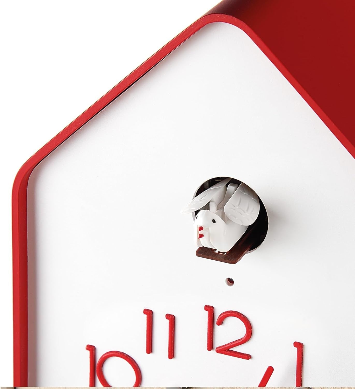 Modern Red Cuckoo Wall Clock with Silent Pendulum, Home & Gift Decor