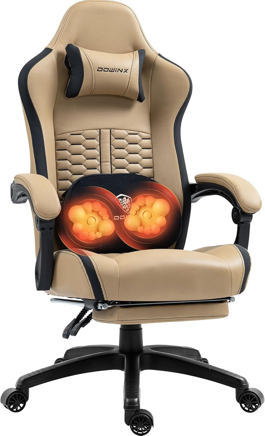Gaming Chair Heated Massage Recliner w/ Footrest 150kg