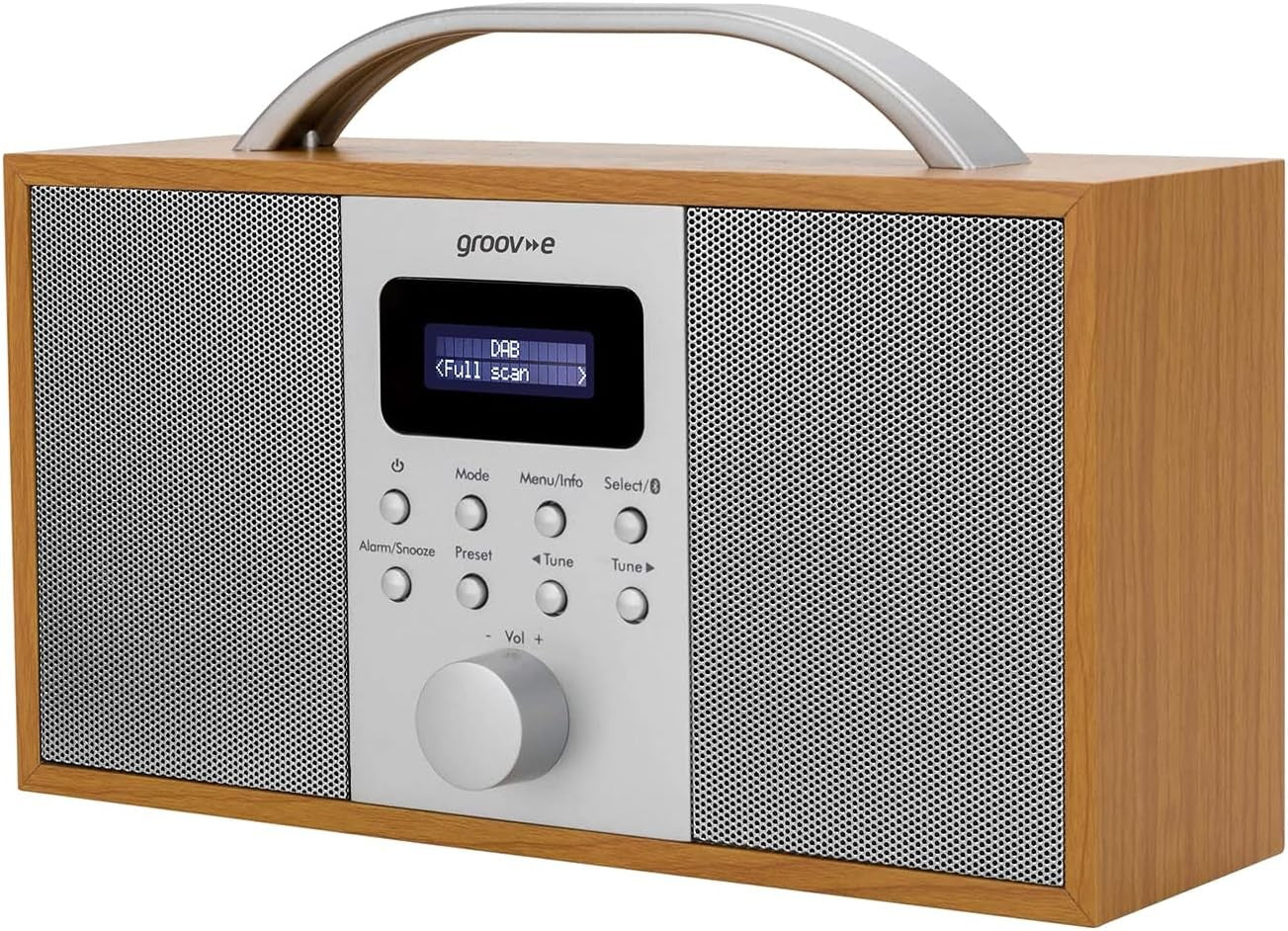 DAB DAB+ FM Digital Radio Bluetooth Alarm Clock Wooden Stereo Portable