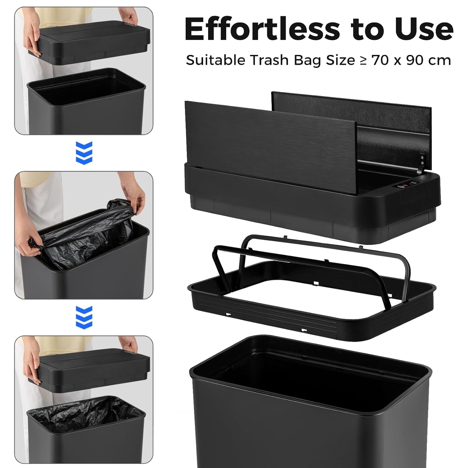 50L Touchless Motion Sensor Kitchen Bin – Automatic Stainless Steel Trash