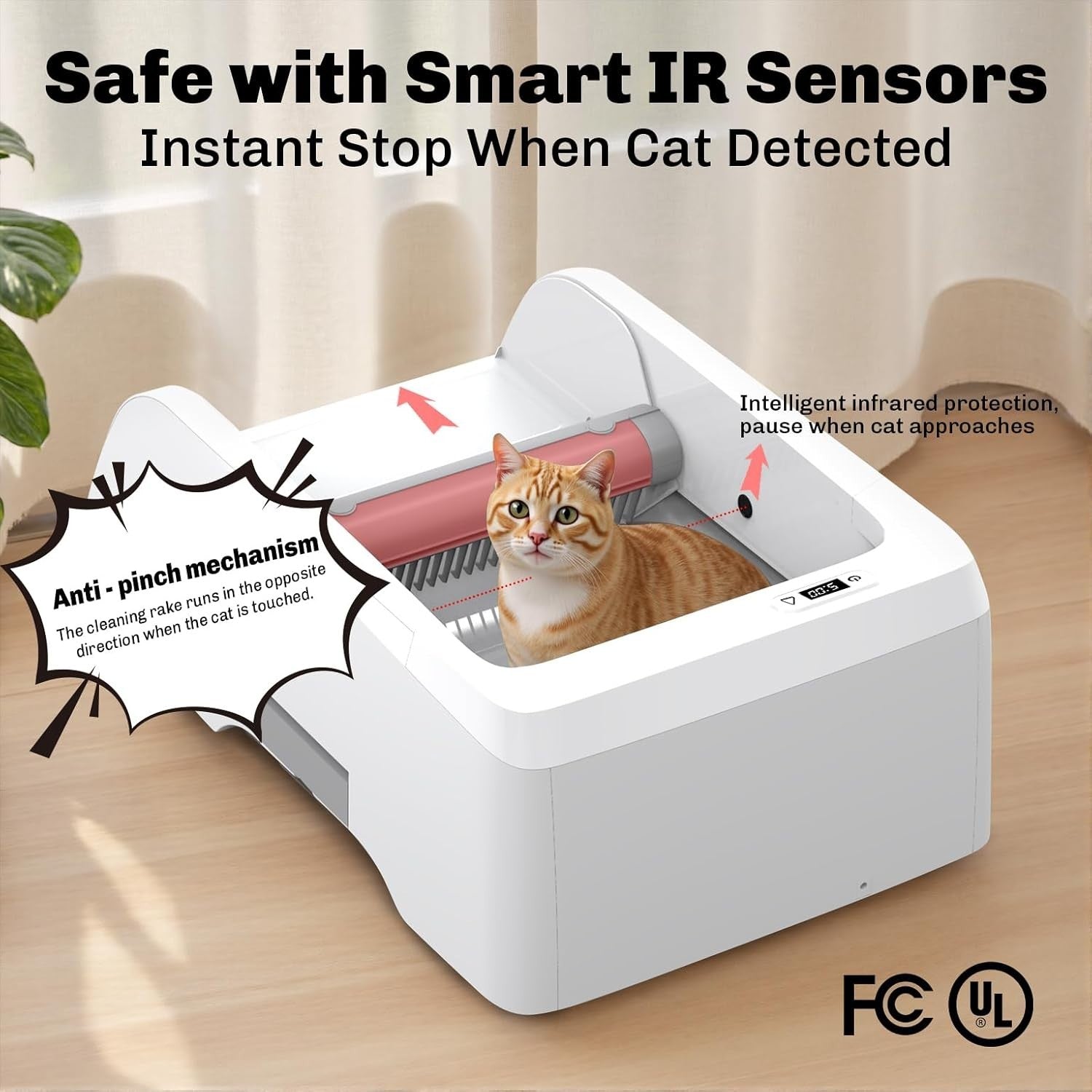 Self Cleaning Cat Litter Box App Control Anti Pinch Odor Free XL