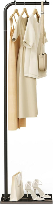 Black Metal L-Shape Coat Rack | Freestanding Clothes Stand 180cm Hall Organizer
