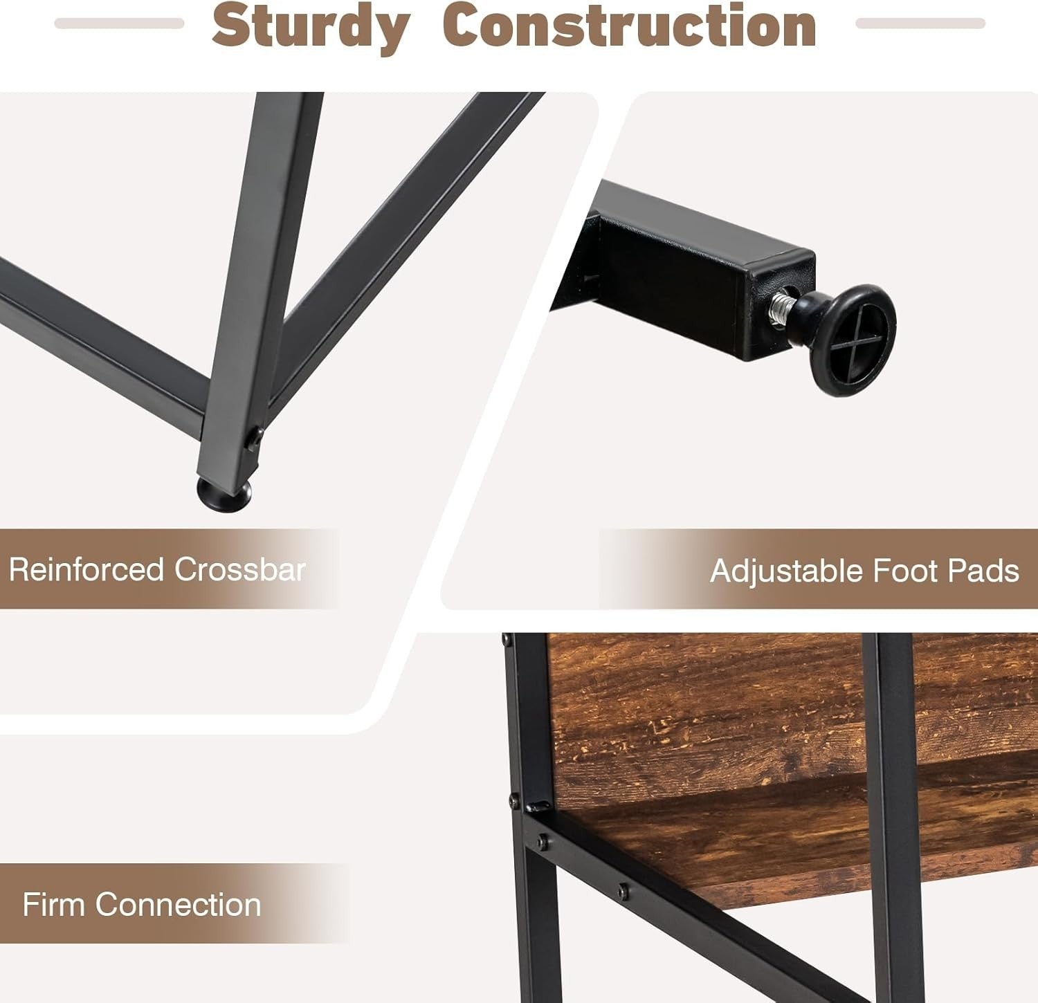 Brown Computer Desk 120x60cm Wooden Study Table with Power Outlet & Shelf