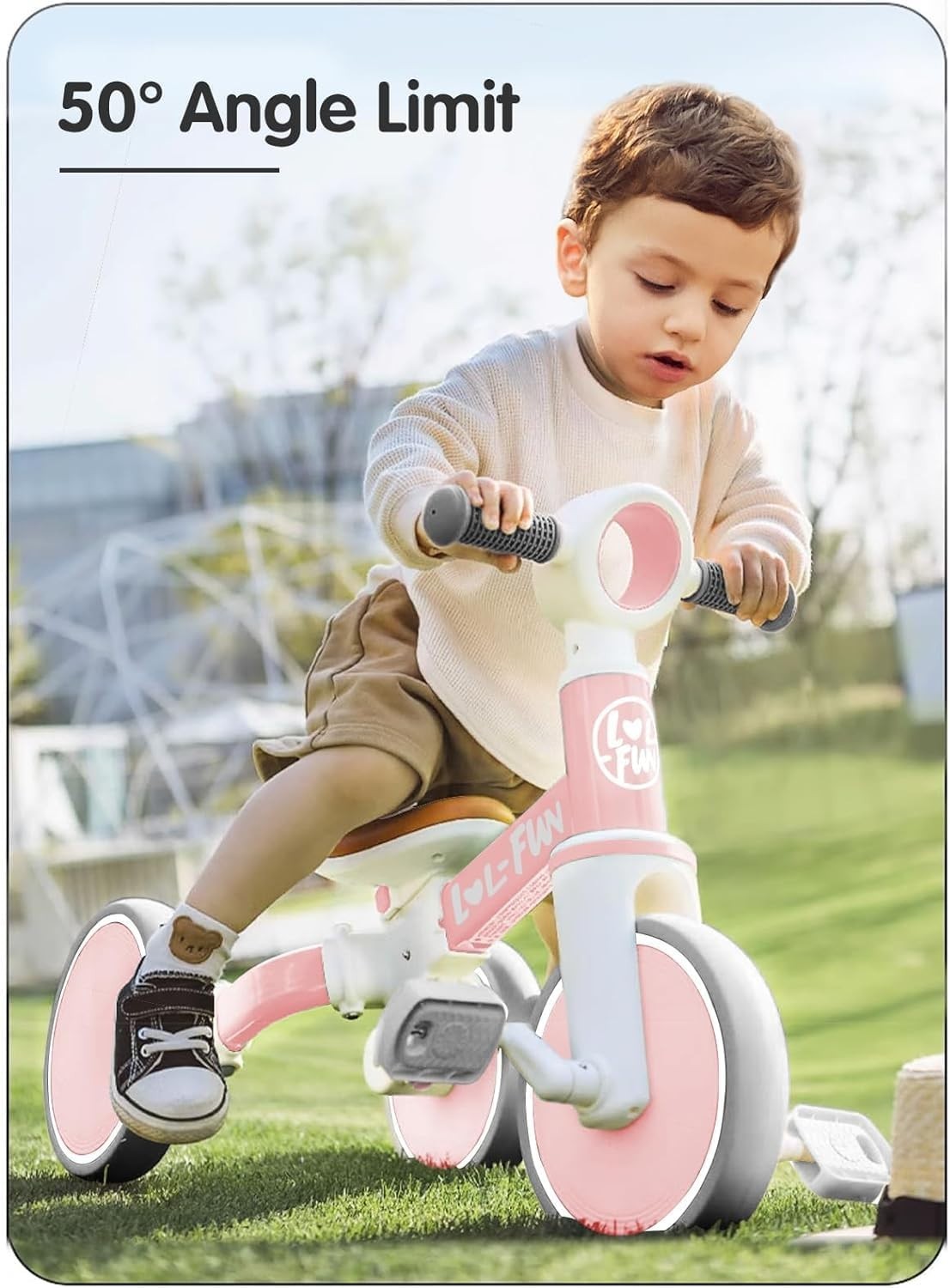 Toddler Tricycle with Parent Handle 5 in 1 Balance Bike Removable Pedals