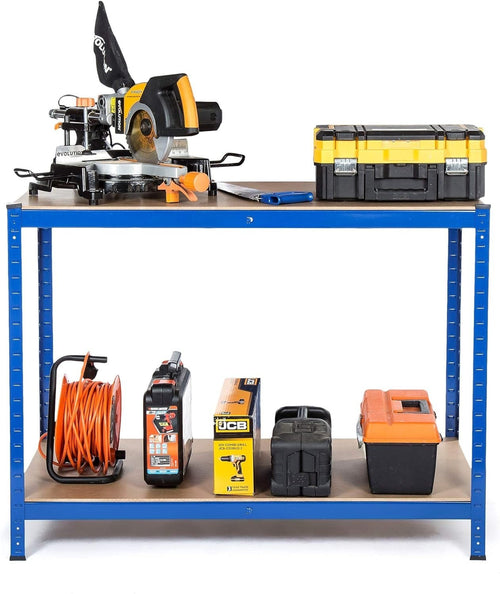 Heavy Duty 2-Level Workbench 600kg Capacity 1200x600x900mm Garage DIY Table