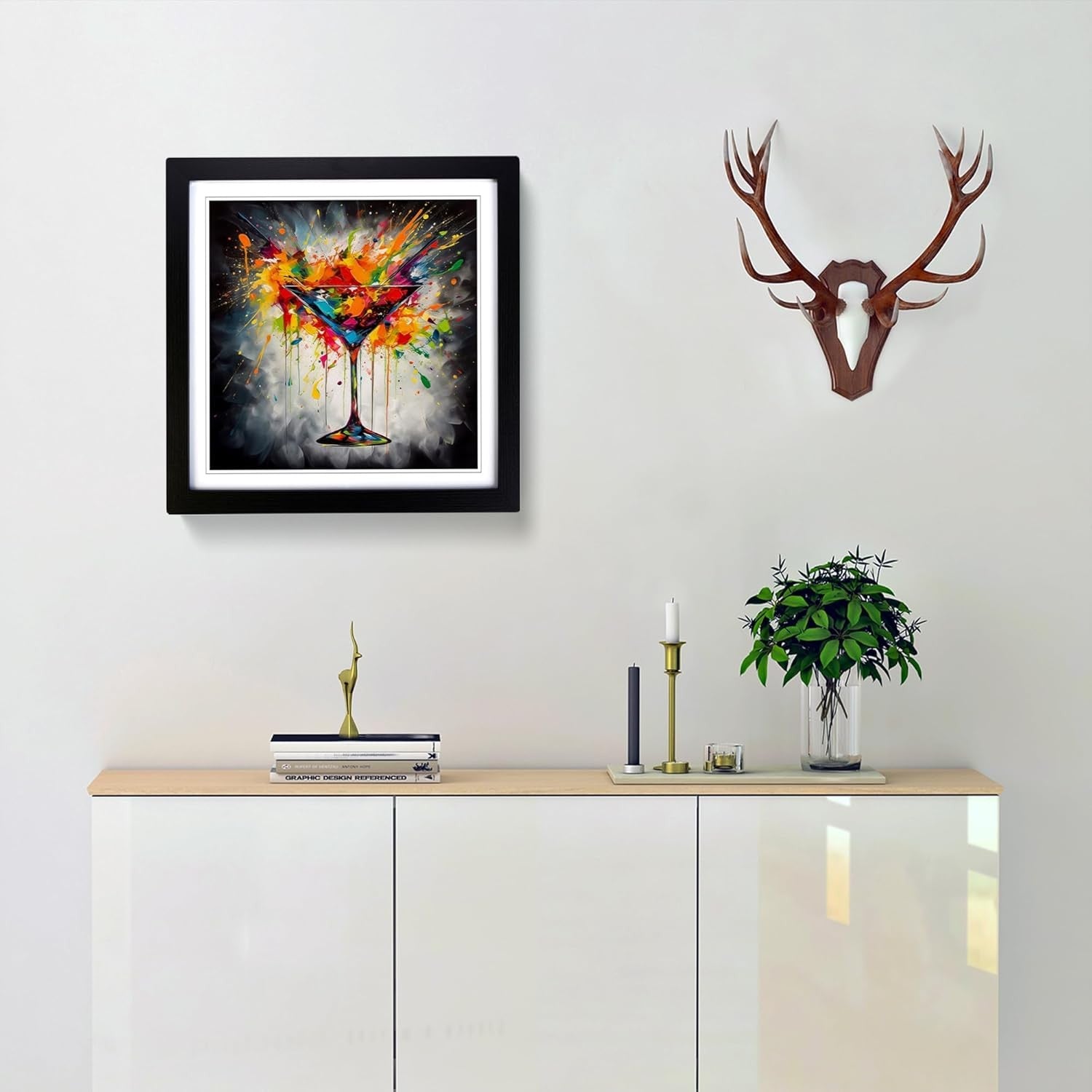 Cocktail Martini Abstract Wall Art 45x45cm Framed Print