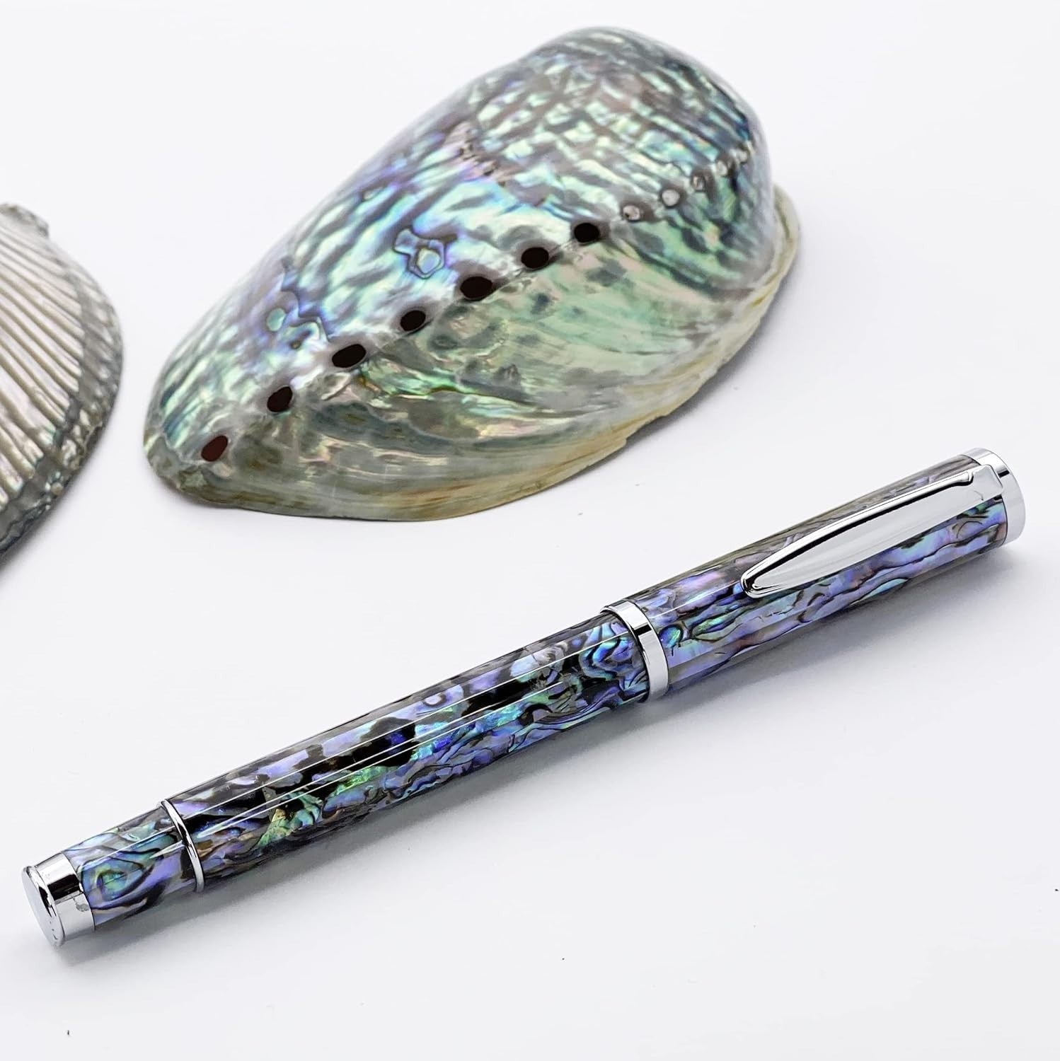 Luxury Blue Abalone Shell Rollerball Pen Gift Set