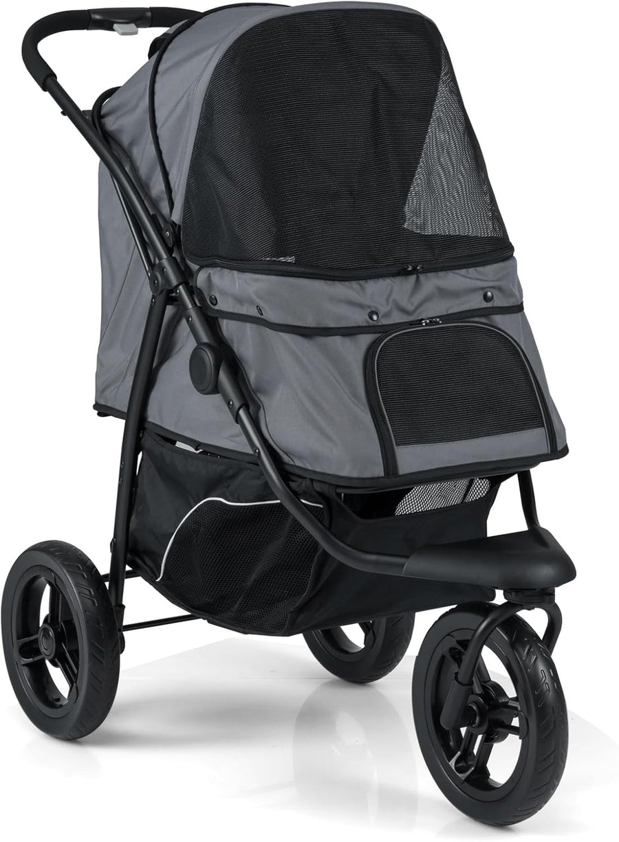 3 Wheel Pet Stroller for Small Medium Dogs Cats Foldable Travel Pushchair