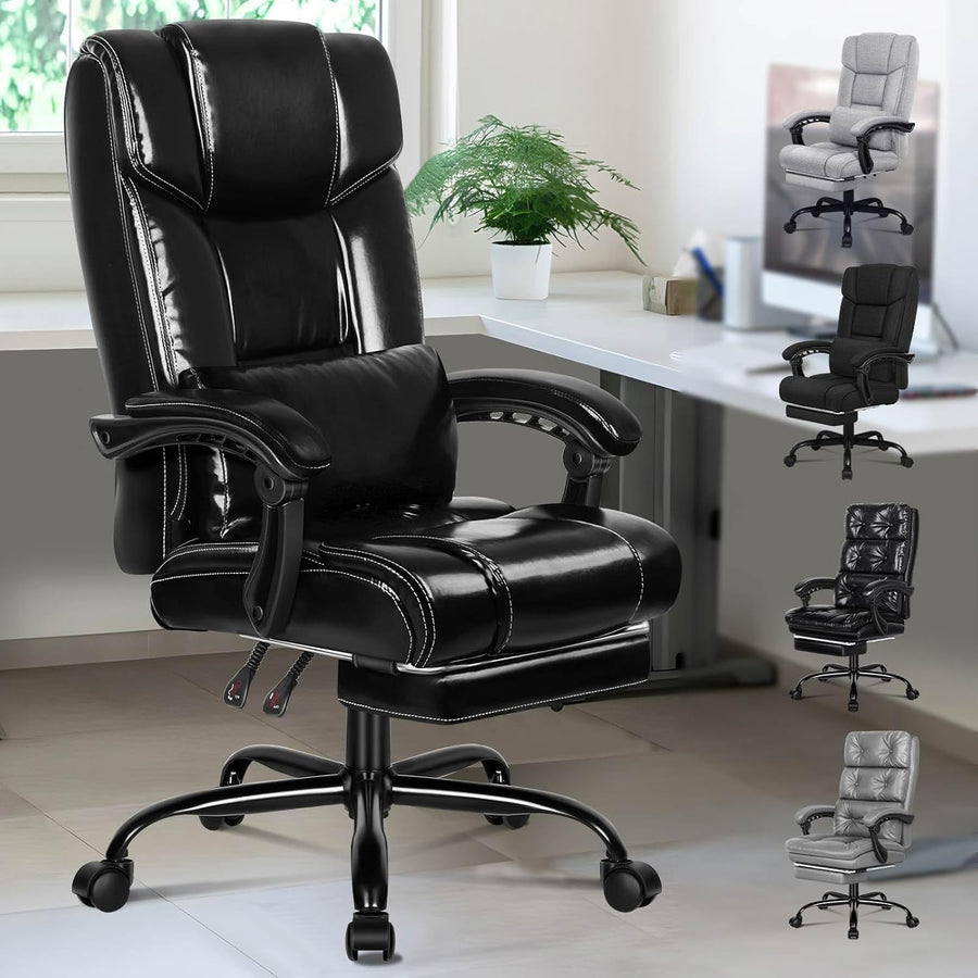 Executive Ergonomic Office Chair, Adjustable Reclining PU Leather Swivel Desk Se