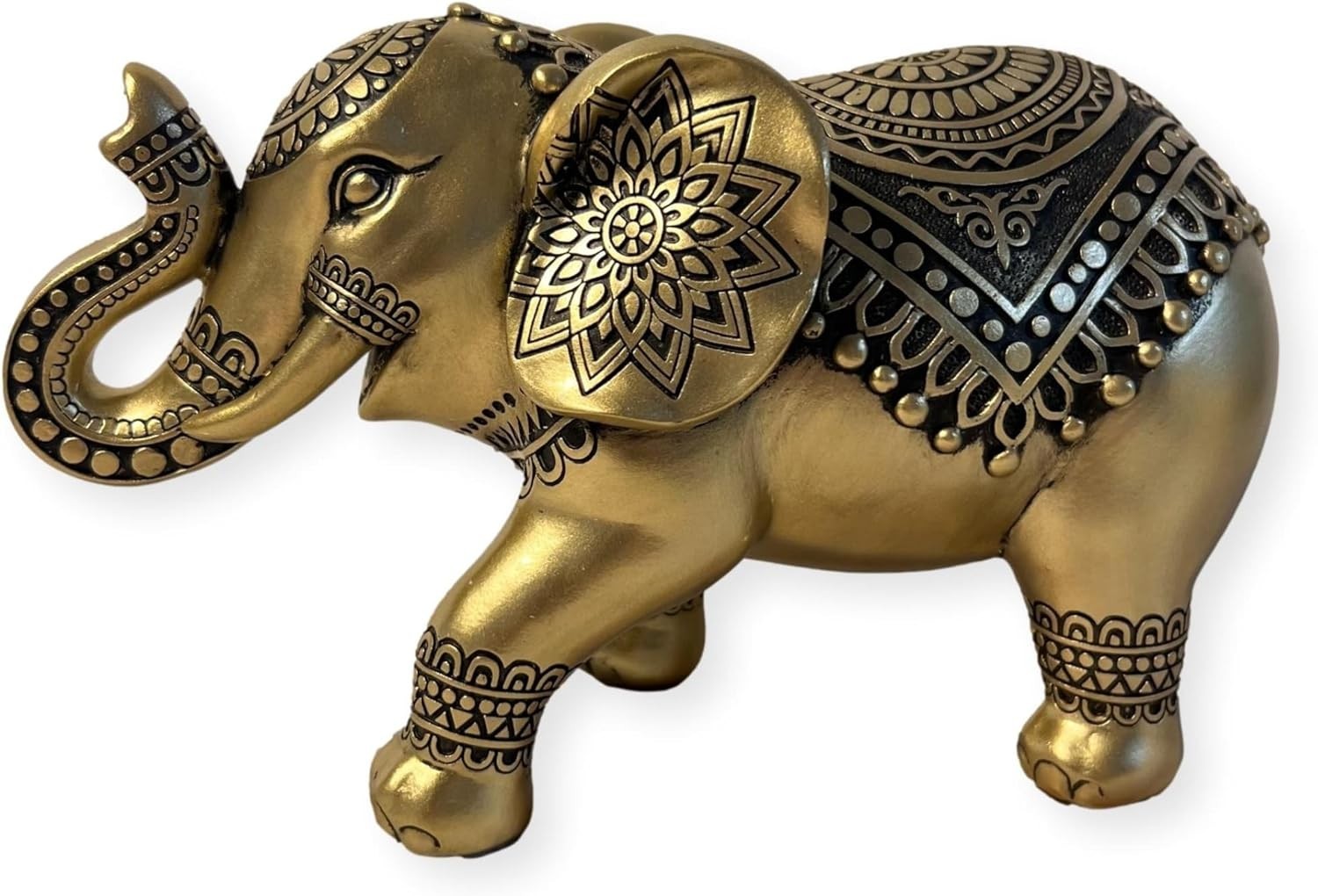 Golden Elephant Ornament Home Decor – Elegant Gold Figurine Resin Statue Gift