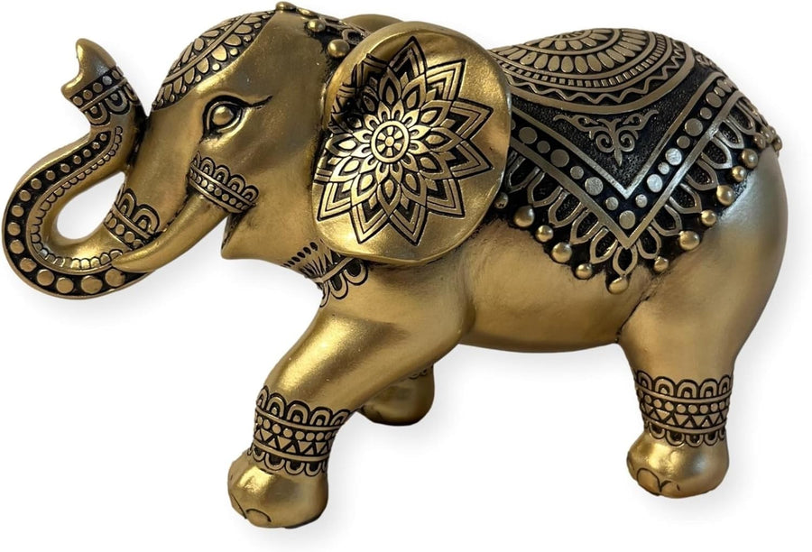Golden Elephant Ornament Home Decor – Elegant Gold Figurine Resin Statue Gift