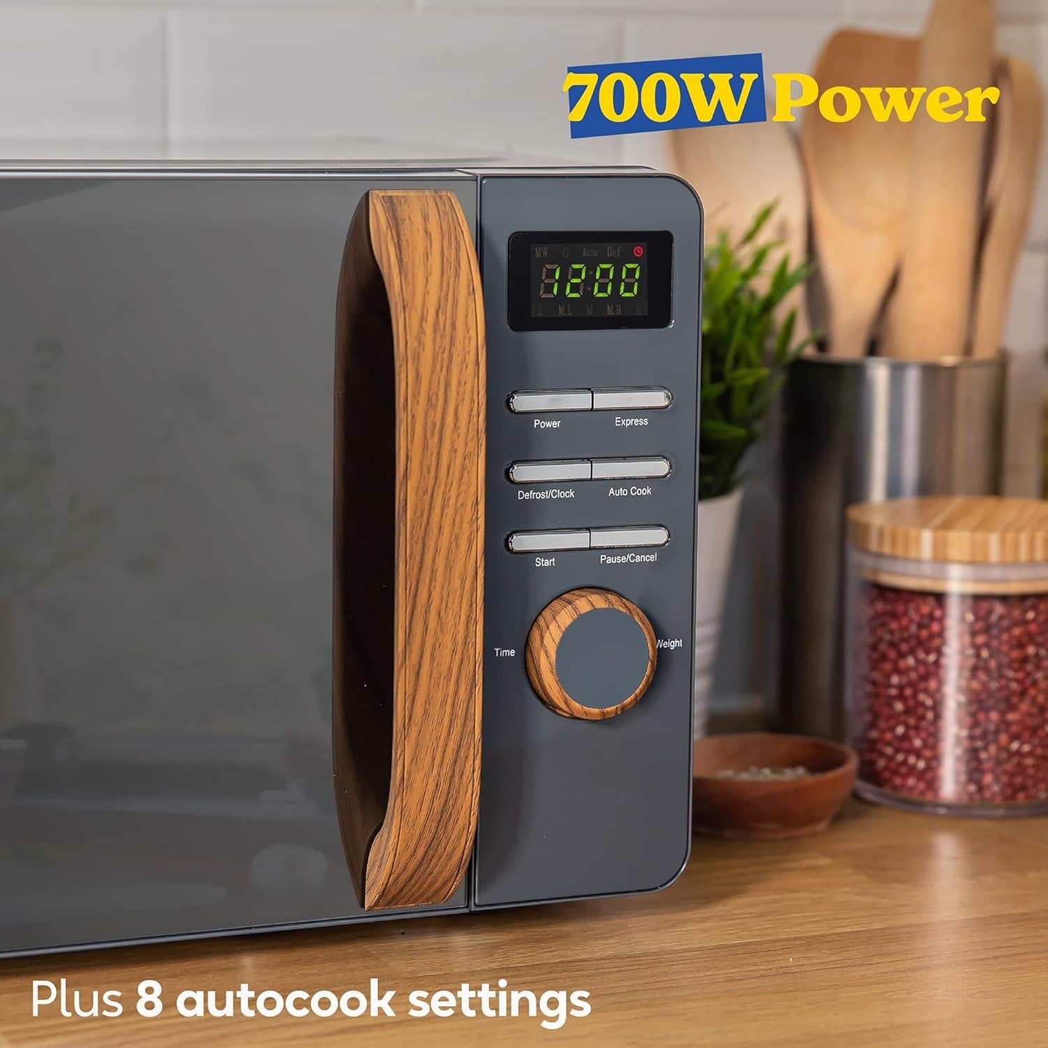 17L Digital Microwave 700W 8 Auto Menus Grey