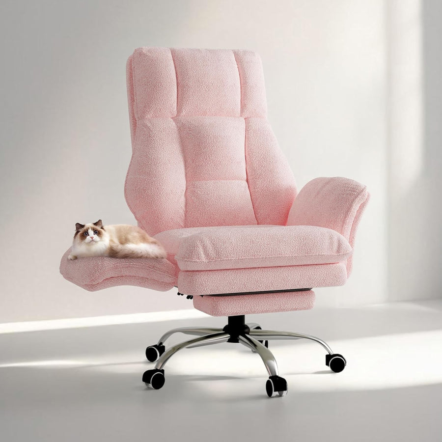 Big & Tall Ergonomic Gaming Chair Pink Wide Seat Footrest Recliner