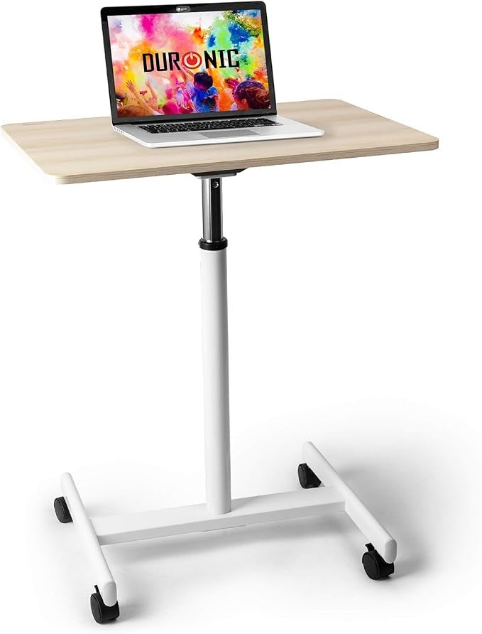 Adjustable Sit Stand Laptop Desk on Wheels Mobile Workstation 70x48cm