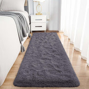 Grey Hallway Runner Rug 80x300cm Fluffy Thick Pile Non Slip Long Shaggy Carpet