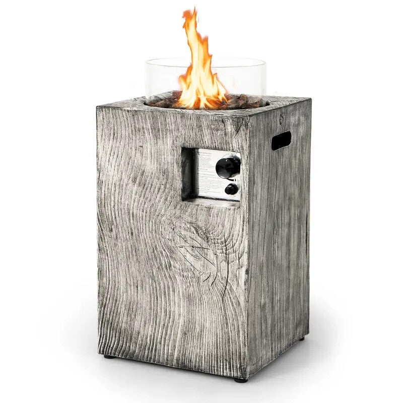 Outdoor Propane Gas Fire Pit Table 8.79kW w/ Cover Lava Rocks & Glass Shield