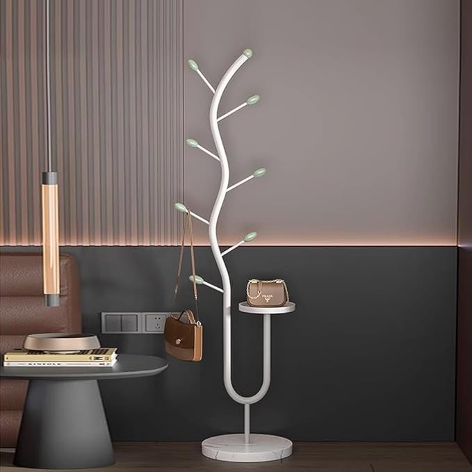 Modern White Metal Coat Rack Stand | Freestanding Tree Branch Hall Stand
