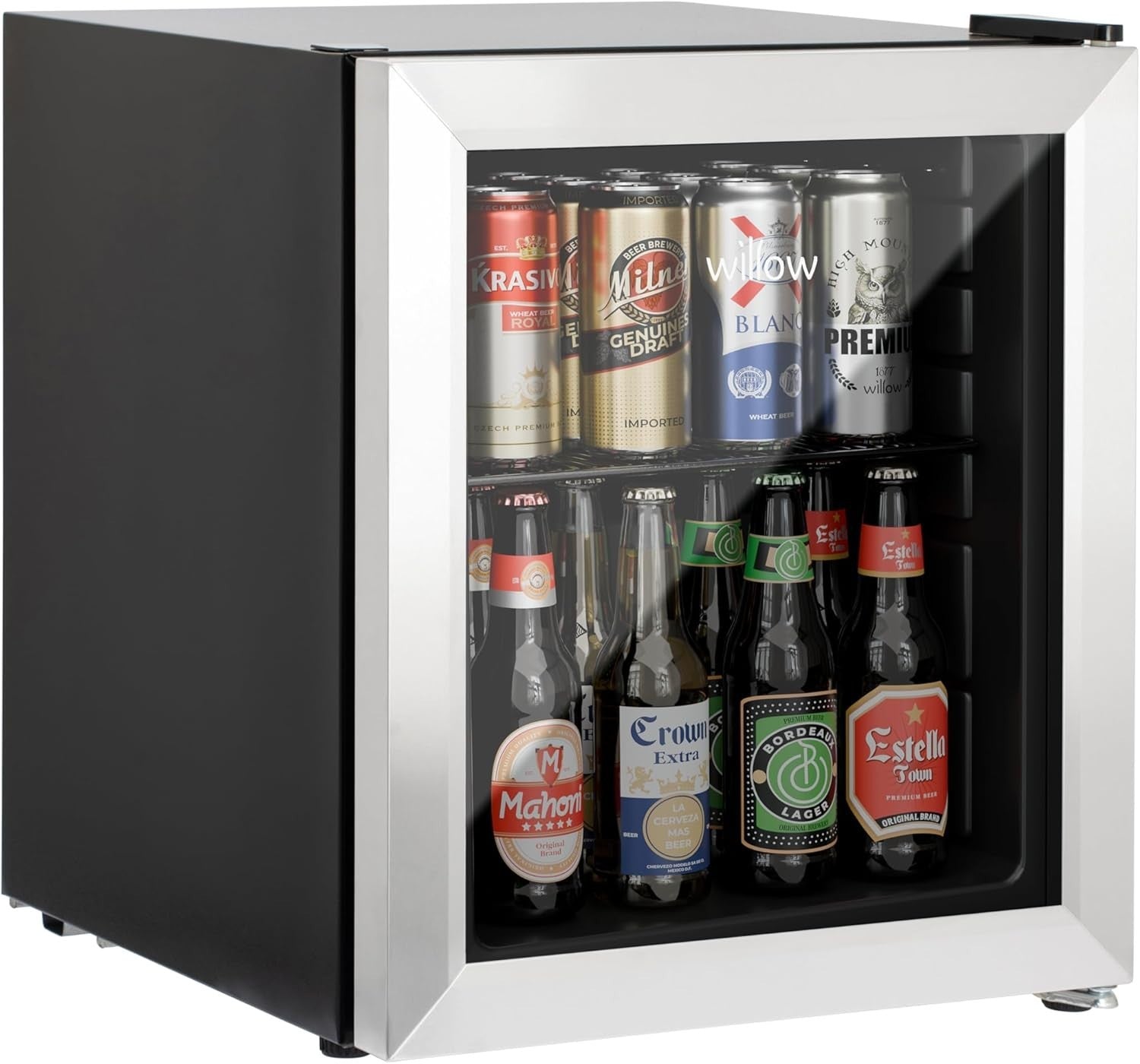 48L Mini Fridge Stainless Steel Table Top Cooler Triple-Glazed Glass