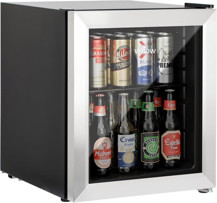 48L Mini Fridge Stainless Steel Table Top Cooler Triple-Glazed Glass