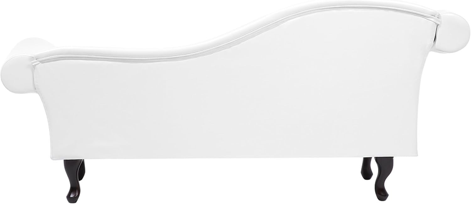 White Faux Leather Chaise Lounge Left Hand Tufted Chesterfield Sofa Seat