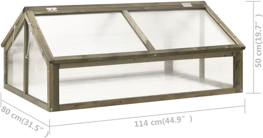 Grey Wooden Cold Frame Greenhouse 114x80x50cm | Firwood Outdoor Planter Box