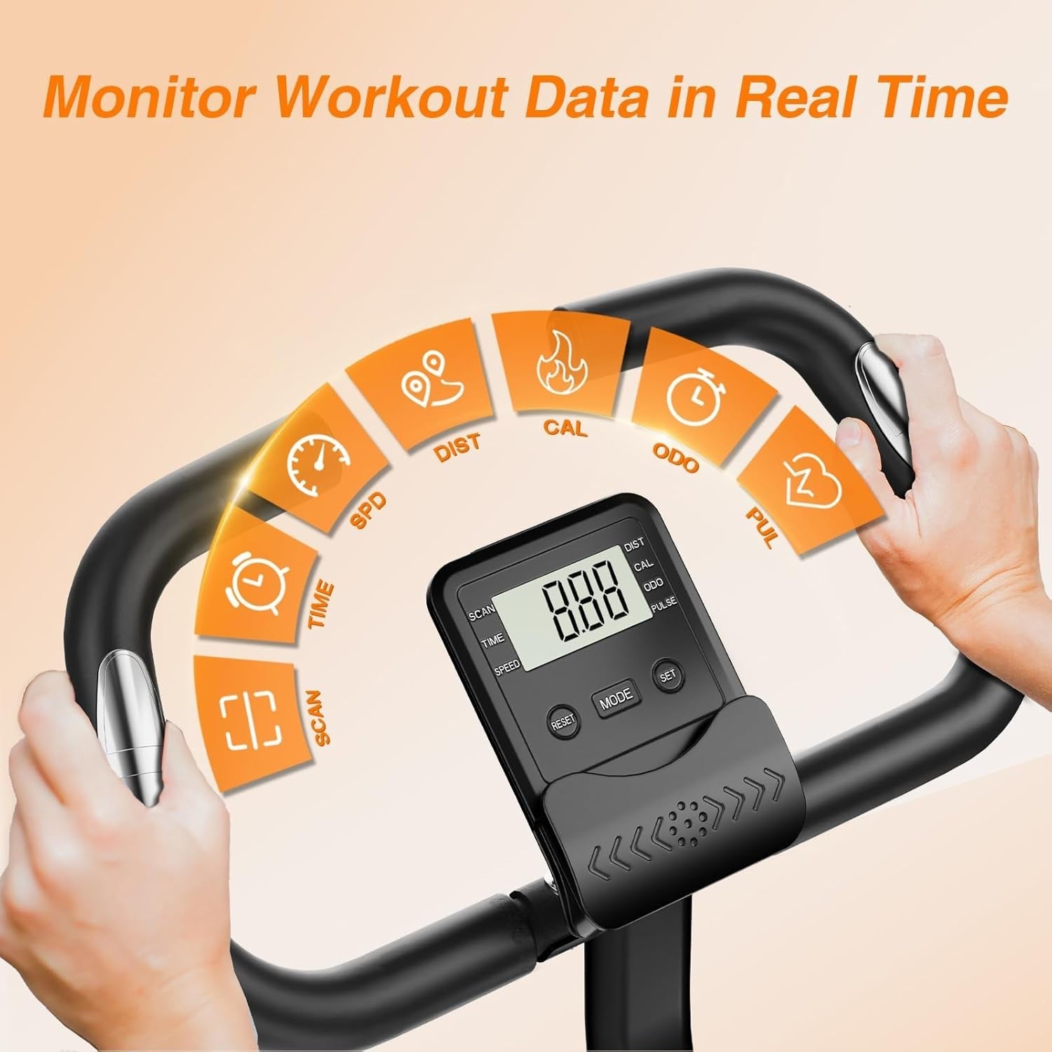 Foldable Magnetic Exercise Bike w/ LCD, 16 Levels, Heart Rate & Resistance Bands