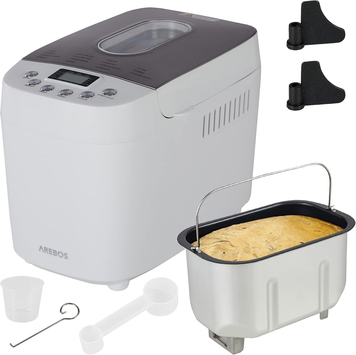 1500g Bread Maker 15 Programs Timer LCD Display 3 Browning Levels White
