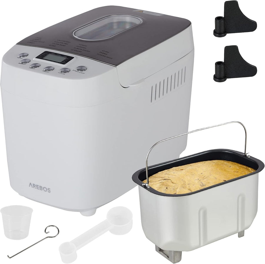 1500g Bread Maker 15 Programs Timer LCD Display 3 Browning Levels White