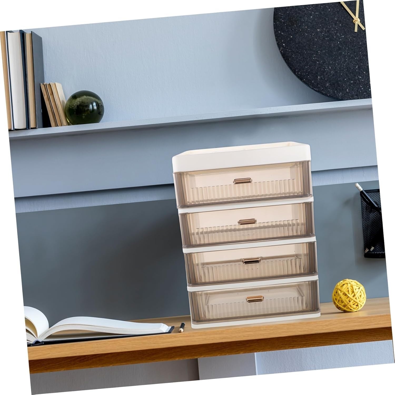 White Desk Organizer 4-Layer Drawers Multi-Use Makeup & Office Storage