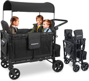 4-Seater Folding Stroller Wagon Volcanic Black w/ Canopy All-Terrain Wheels
