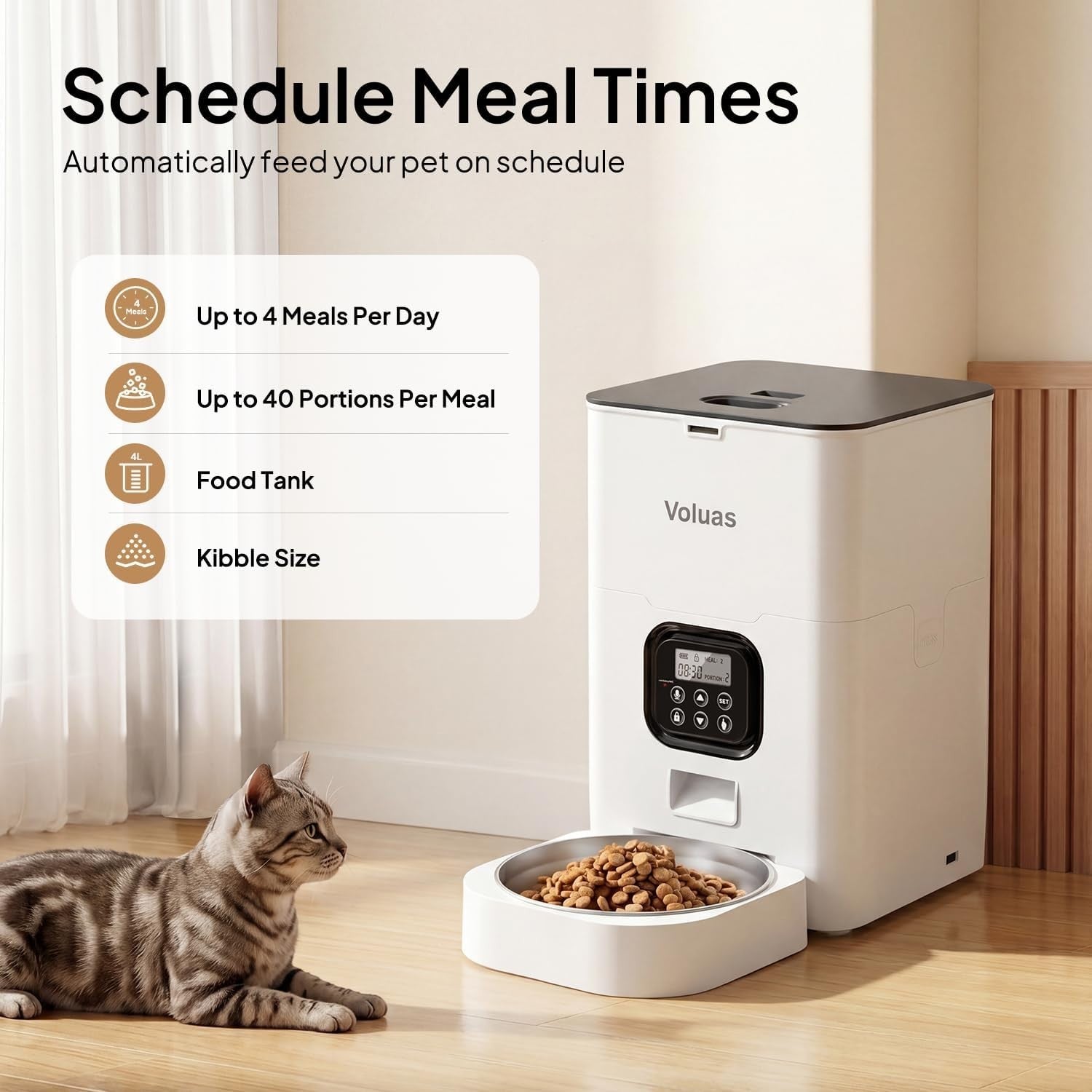 Automatic Pet Feeder 4L Timed Food Dispenser Portion Control LCD Timer