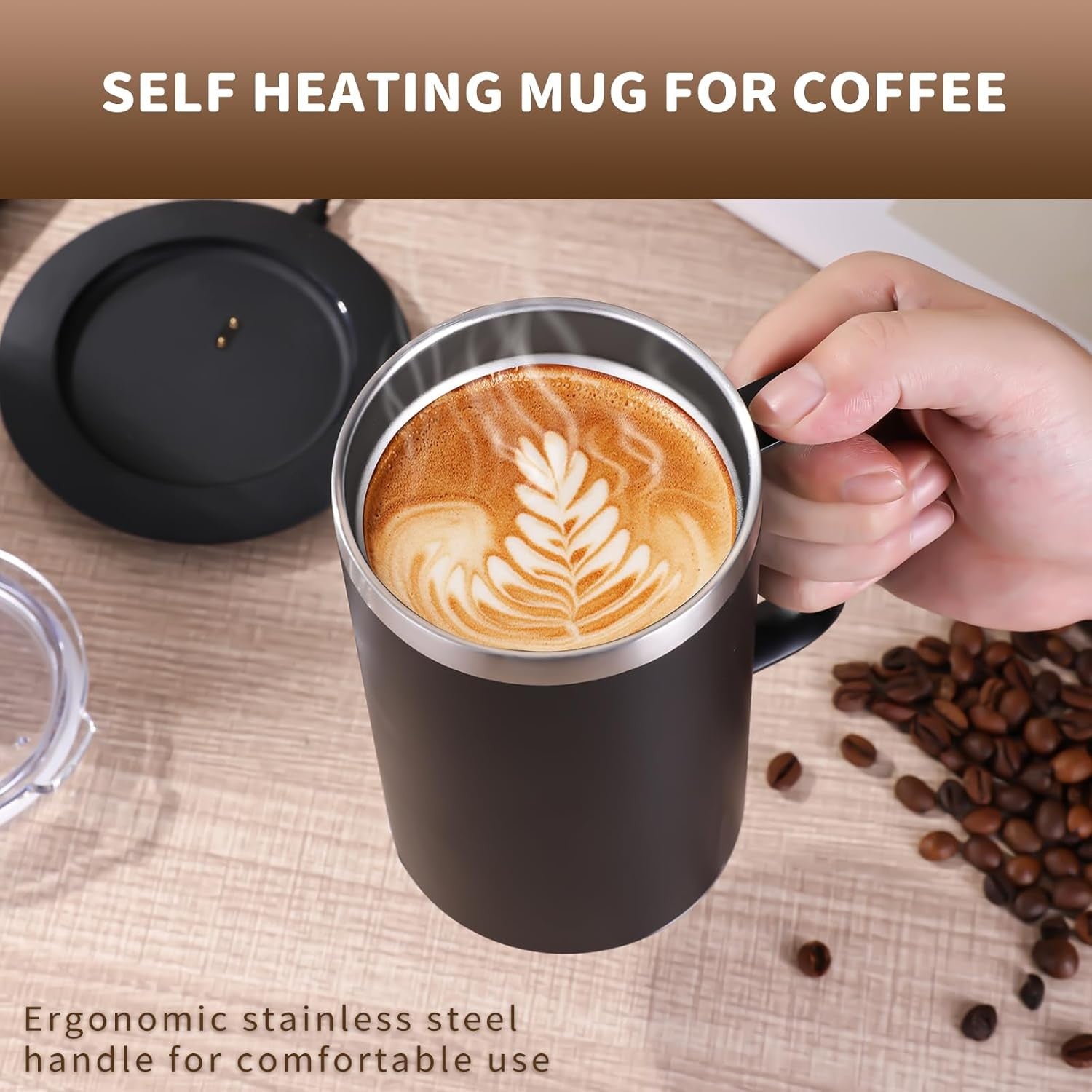Self Heating Coffee Mug Set USB Warmer 12oz 10H Auto Off