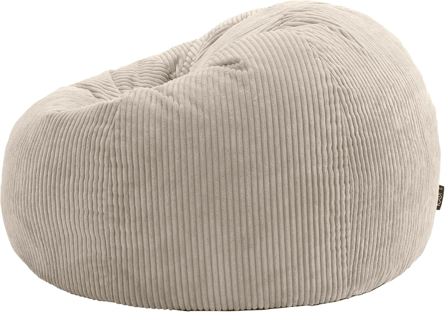 2x Corduroy Bean Bag Chairs Large Comfy Seat Adult Lounge Sofa Beige