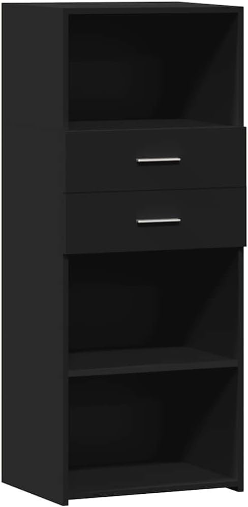 Moisture Resistant Black Office Storage Cabinet with Shelves & Drawers