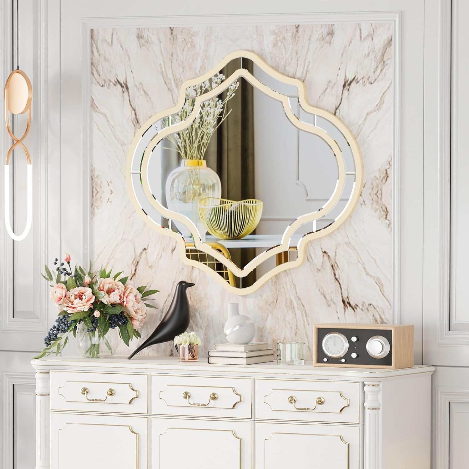 Large Decorative Venetian Wall Mirror 88x80cm Elegant Silver Glass